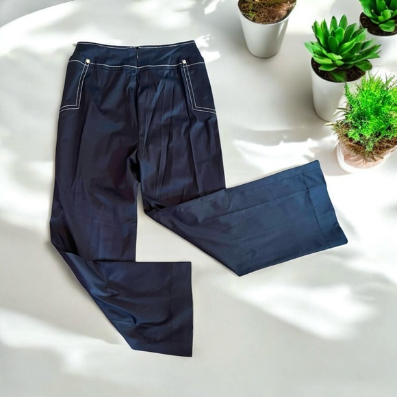 Escada Navy Blue High Rise Tuxedo Flare Dress Pants Stretch Sz 40 - Picture 2 of 10